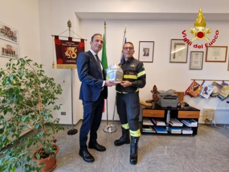 Il Presidente della Regione Autonoma Friuli Venezia Giulia Massimiliano Fedriga in visita al Comando Vigili del fuoco di Trieste