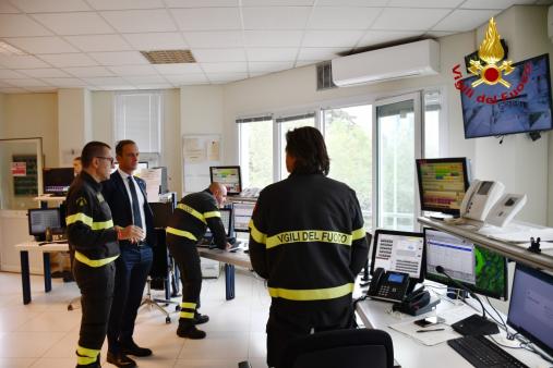 Il Presidente della Regione Autonoma Friuli Venezia Giulia Massimiliano Fedriga in visita al Comando Vigili del fuoco di Trieste