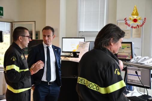 Il Presidente della Regione Autonoma Friuli Venezia Giulia Massimiliano Fedriga in visita al Comando Vigili del fuoco di Trieste