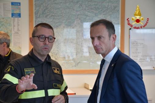 Il Presidente della Regione Autonoma Friuli Venezia Giulia Massimiliano Fedriga in visita al Comando Vigili del fuoco di Trieste