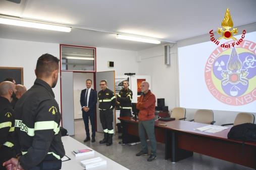 Il Presidente della Regione Autonoma Friuli Venezia Giulia Massimiliano Fedriga in visita al Comando Vigili del fuoco di Trieste