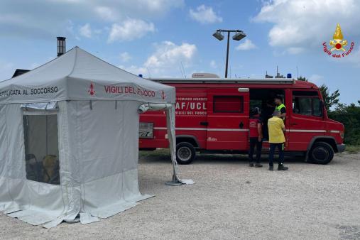 L'unità di comando locale dei Vigili del fuoco per la ricerca di persone scomparse a Piobbico