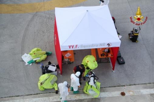 Ancona, esercitazione NBCR (Nucleare Radiologico Biologico Chimico) presso il polo didattico di Senigallia