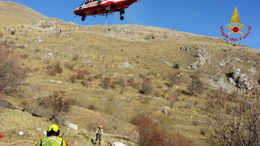 Cuneo, salvati vitellino e mucca caduti in un dirupo