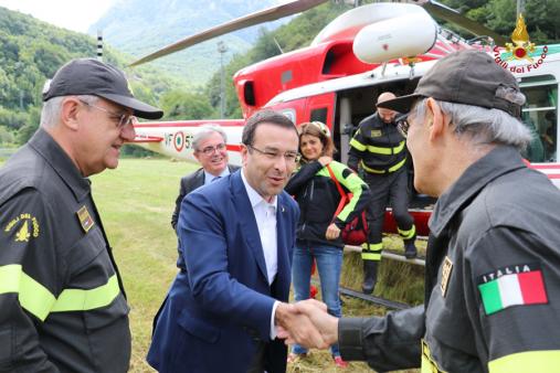 Visita del Ministro Alberto Bonisoli e del Sottosegretario all'Interno Stefano Candiani nelle aree interessate dagli eventi sismici del 2016