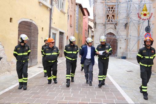 Visita del Ministro Alberto Bonisoli e del Sottosegretario all'Interno Stefano Candiani nelle aree interessate dagli eventi sismici del 2016