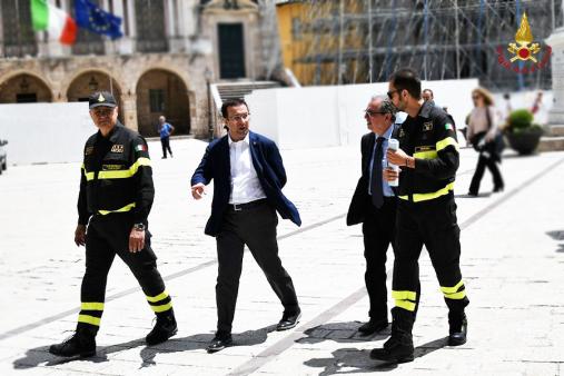 Visita del Ministro Alberto Bonisoli e del Sottosegretario all'Interno Stefano Candiani nelle aree interessate dagli eventi sismici del 2016
