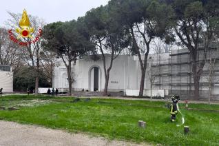 Intervento dei Vigili del fuoco per un principio d'incendio alla Biennale di Venezia