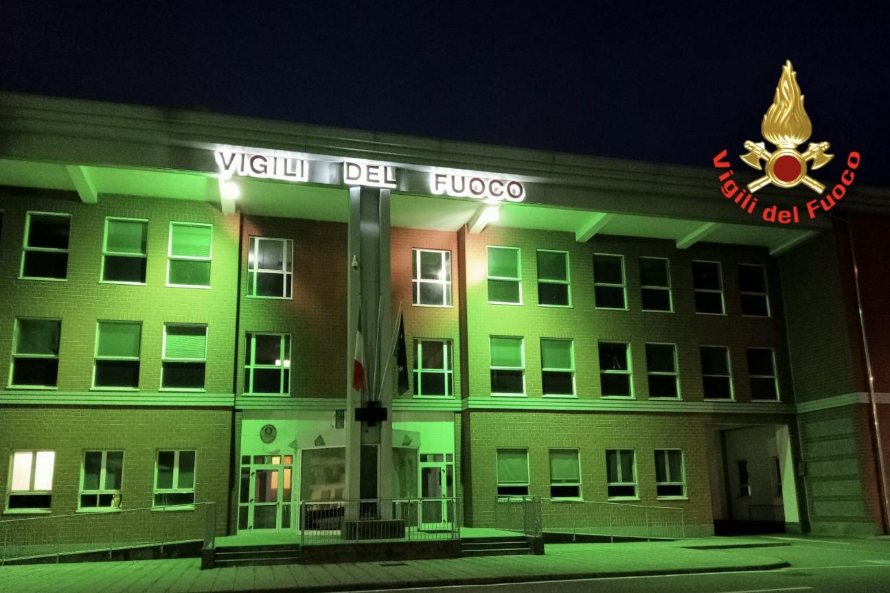 Giornata mondiale della consapevolezza delle sindromi PANS PANDAS. Illuminazione verde delle sedi di servizio Vigili del fuoco 9 ottobre 2024.