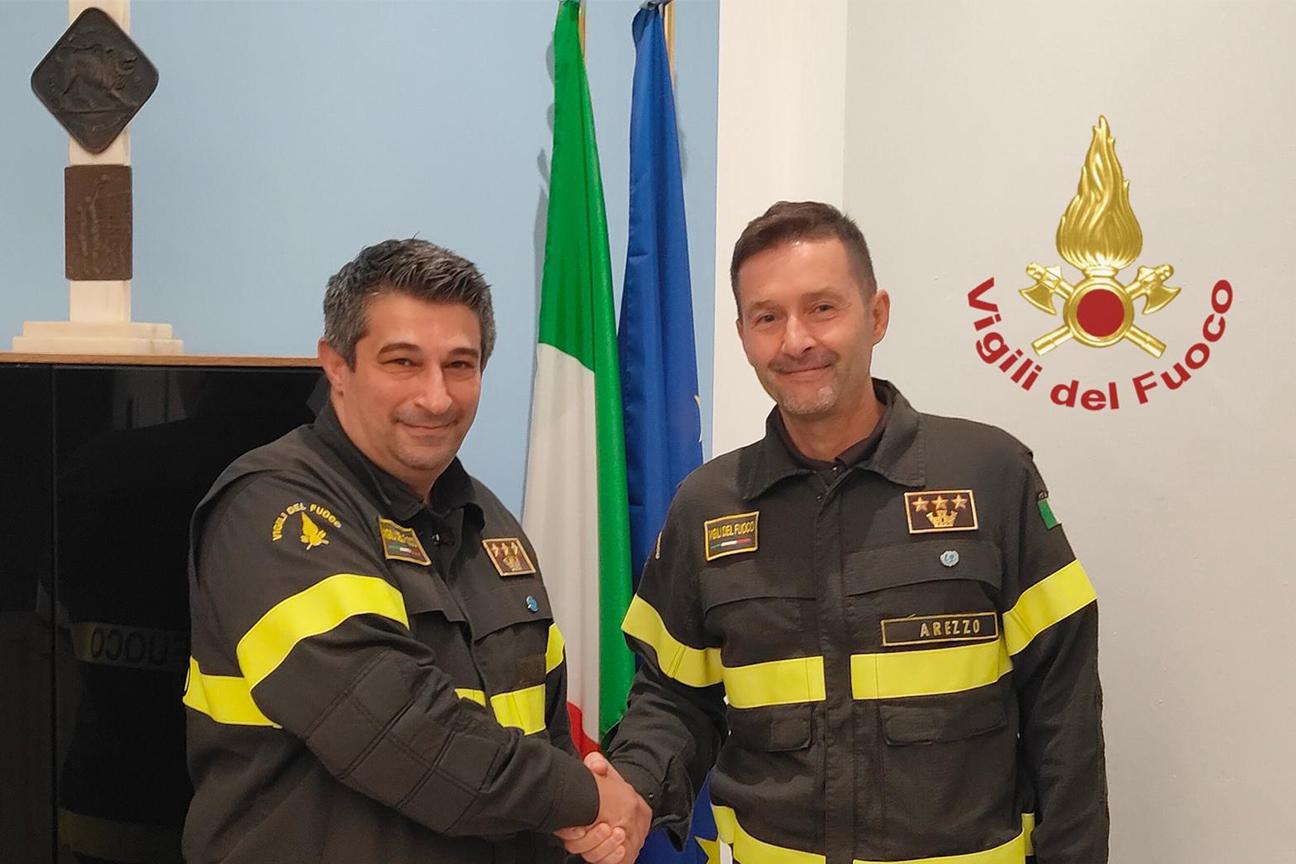 a destra il nuovo Comandante di Arezzo Ing. Fabrizio Baglioni