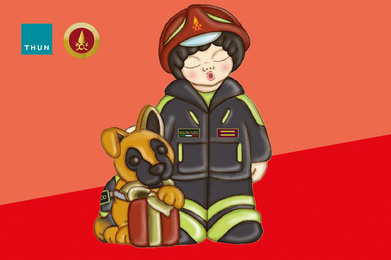 Immagine della locandina thun con al centro il gadget