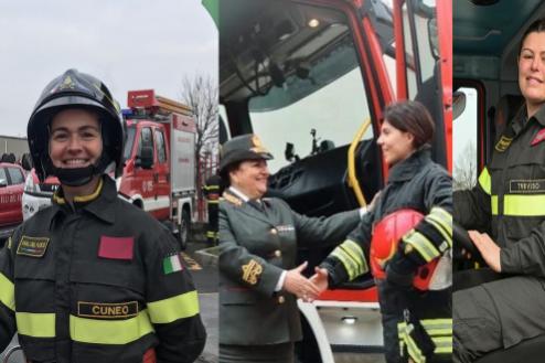 Donne in azione nei vigili del fuoco
