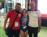 DT Gianluca Semitaio con la Vice campionessa Italiana Lembo Ariel ed il Direttore di Gara